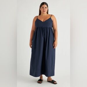 Women’s Quince Navy Blue 100% Organic Cotton Sleeveless Maxi Dress M Medium